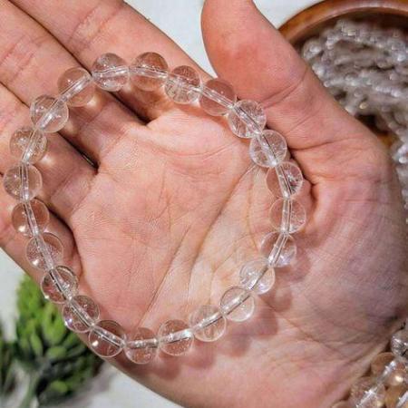 ✨ The Man Herbs – Transparent Natural Clear Quartz (Spatik) Bracelet (Unisex, 8mm) ✨