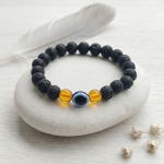 🌋🧿 Original Lava Stone with Evil Eye Protection Bracelet (Unisex, 8mm) |  Lab Certified🧿