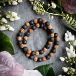Natural 5 Mukhi Rudraksha Bracelet with Lava Stone 8mm – Unisex | Lab Certified 🔱