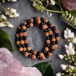 Natural 5 Mukhi Rudraksha Bracelet with Black Onyx 8mm – Unisex Nepal Rudraksha | Love, Wealth & Health Attractor | 100% Authentic + Lab Certified 🔱